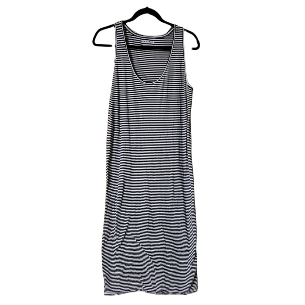 Everlane Striped Midi Tank Dress in white/navy